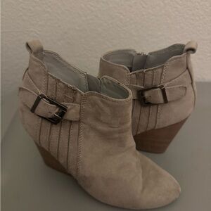 Charlotte Russe Beige Ankle Booties with Buckle